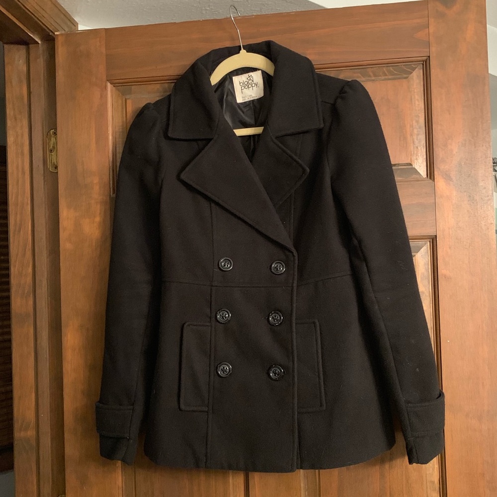 Black Poppy pea coat